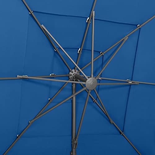 Catherinol Sombrilla de 4 niveles con poste, Parasol Terraza, Sombrilla Terraza Exterior, Sombrilla Jardin, Parasol Jardin, Sombrilla Playa, Parasol Excentrico, de aluminio azul 250x250 cm - imagen 2