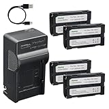 Kastar 4-Pack Battery and AC & USB-C Charger, Compatible with BDC46 BDC58 BDC70 BT-70 BLI-162 ERC610 Replacement Batteries for Topcon HiPer II V, Sokkia Total Station, Hitachi JVC Panasonic Camcorder