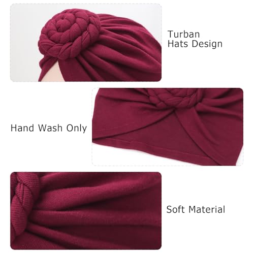 Image of DRESHOW 5 Pack Knotted Headwraps for Women African Turban Pre-Knotted Beanie Headwraps Hair Covers