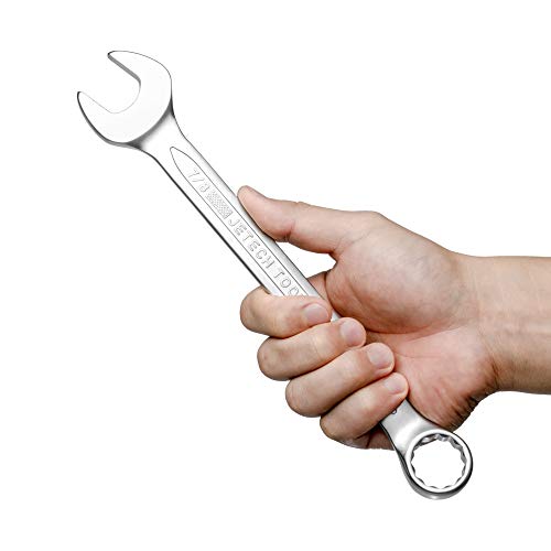 Image of Jetech 7 /8 inch Combination Wrench, SAE 12-Point Chrome Vanadium Steel Spanner, Industrial Grade with 15-Degree Offset, Sand Blasted Finish, Heat-Treated Forged Tool