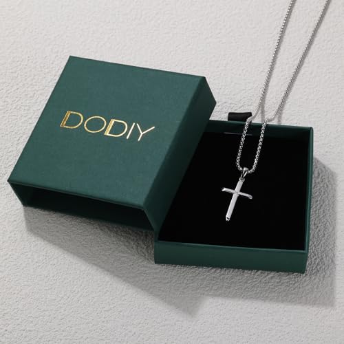 Small Dainty Cross Pendant Necklace 925 Sterling Silver for Women with 18", 20" Sturdy Chain 14K White Gold Plated3