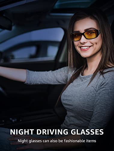 LVIOE Polarized Night Driving Glasses for Women, Rhinestone Inspired Designer Night Vision Glasses Anti Glare LN9073