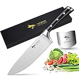 Mango ergonómico de polímero de grado militar: la durabilidad y confiabilidad de la herramienta de cocina está garantizada por un diseño de remache triple que asegura el mango a la hoja. El diseño ergonómico equilibra el mango y la hoja delgada para un movimiento fácil.