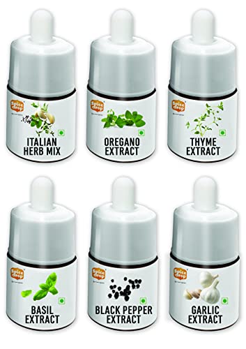 Image of Spice Drop Pack Of 6 Herbs Extracts - 100% Natural - For Cooking, Baking, Sauce, Dips - Each 0.17oz (180 drops) | Holiday Gift Pack | Authentic Flavor | Vegan | Keto & Paleo Friendly | Non-GMO