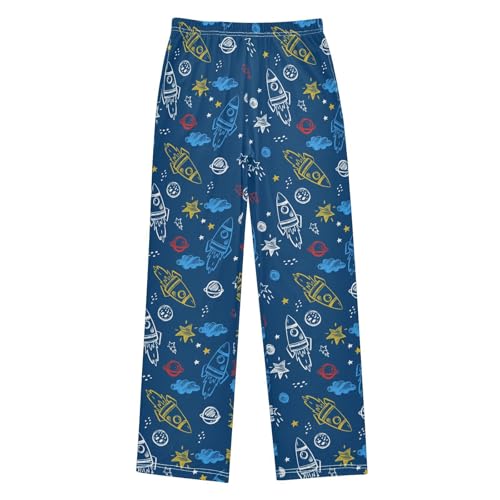 ZZXXB Rocket Star Boys Long Pants Soft Trousers Elastic Waist Kids Lounge Bottoms with Pockets S-XL