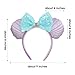 Batsysm 3D Seashell Mouse Ear Headband, Purple Mermaid Hairband with Sequin Bow,Photography Fashion Headwear for Women Girls
