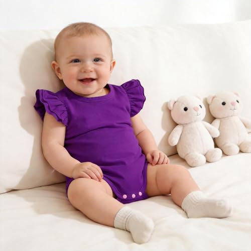 Image of LYSMuch Toddler Baby Girls T Shirt Ruffle Sleeveless Kids Cotton Tshirt Solid Color Blouse