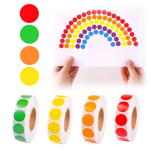 UIEXAY 4000 Stück Runde Aufkleber 13Mm, Klebeetiketten Rund, Markierungspunkte, Klebepunkte Auf Rolle, Punktaufkleber Für Diy Kalende Notizbücher Planer