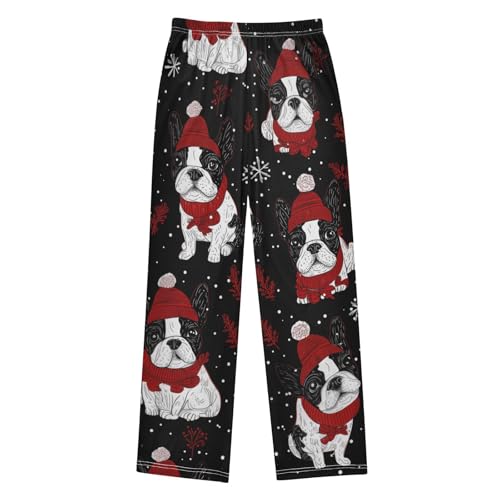 ZZXXB French Bulldog Spruce Branch Boys Long Pants Soft Trousers Elastic Waist Kids Lounge Bottoms with Pockets S-XL2