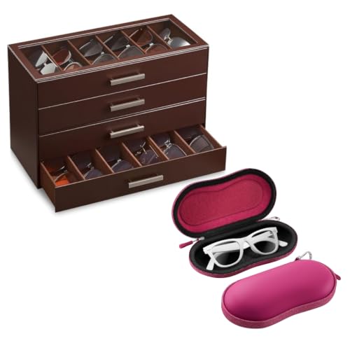 ProCase Glasses Organizer Bundle with EVA Dual Sunglasses Case