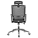 Office Chair High Back Desk Chair for Computer, Black Mesh Back Adjustable Height Tilt Angle Swivel Ergonomic Chair with Lumbar Support Headrest Metal Base