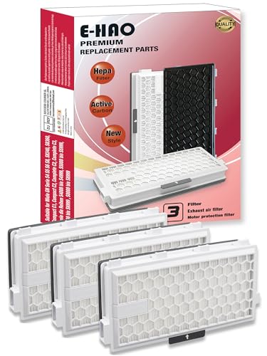 E-Hao 3 Paquetes De Carbón Activado Filtros Hepa Airclean Reemplazo Para Miele Sf-Ha 50, Para Aspiradora Compacta C1 C2, Completa C2 C3, S4, S5, S6, S8, S4000-4999, S5000-S5999, S6000-S6999, S8000