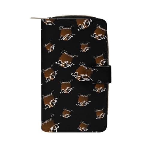Feminist Long Zippered Pouch for Men And Women Large Clutch Cash Wallet with Credit Card Slots