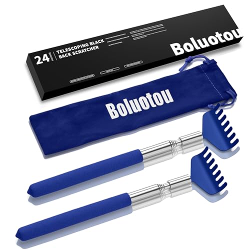 Kuvvfe 2 Pack Portable Extendable Back Scratcher, Stainless Steel Telescoping Back Scratcher with Beautiful Present Packaging(Blue)