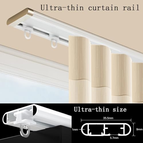 Rail à rideaux ultra-fin pour plafond blanc réglable de 1 à 6 mètres - 3