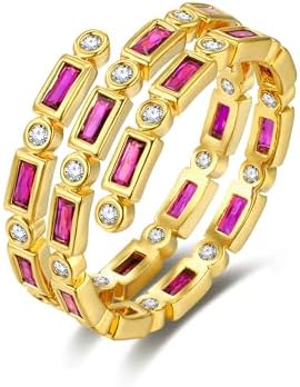 Dainty Thin Wrap Around Gold Red Pink Ruby CZ Cocktail Statement Gemstone FULLY ADJUSTABLE Eternity Band Ring for Women by SNGIA, Summer Beach Unique Handmade Chunky Serpent Snake Band, Minimalist Boho Garnet Stone Stackable Wedding Date Birthday Gift, Irregular Trendy Ribbed Jewelry, Textured Patterned Fashion Accessories, Vintage Circular Nickle Free Gifts.