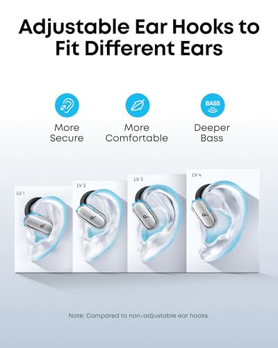 Miniatura 4 de Soundcore V40i de Anker Auriculares Open-Ear, IP55, 21 h | Diseño cristalino, estuche sin tapa, 4 posiciones ajustables, graves más ricos y llamadas claras con IA