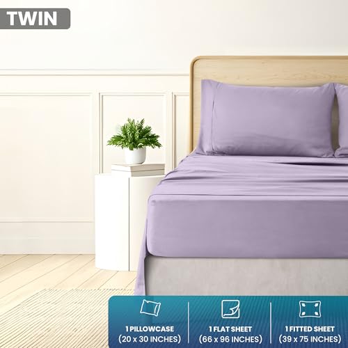 Image of Utopia Bedding Twin Sheet Set 3 Piece Soft Sheets - Lavender