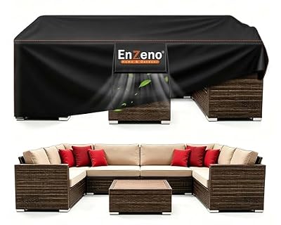 Enzeno Patio Furniture Set Cover,Outdoor Sectional Sofa Couch Set Covers Waterproof,Garden Dining Table Chair Set Cover Outside Rectangular Heavy Duty Weatherproof 110" L x 82" W x 28" H Black
