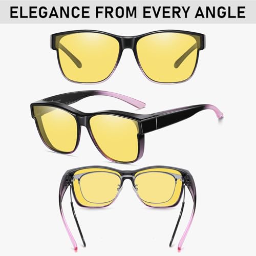 Image of GEGURI Polarized Sunglasses Fit Over Glasses for Men Women, Oversized Square Sun Glasses UV400 Protection Shades