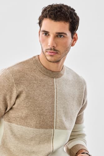 Image of SNITCH Men's Sweater | Color Block Acrylic Blend Regular Fit Crew Neck | Stylish Full Sleeve Lightweight Winter Knitwear for Casual Wear & Everyday Fashion
