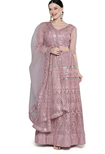 LYMI LABEL Women Net Semi-Stitched Lehenga Choli With Dupatta Set
