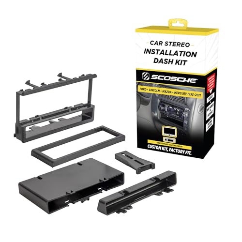 Scosche FD1327B Single DIN Dash Kit Compatible with Select 1995-11 Ford Lincoln Mazda and Mercury Vehicles - Car Stereo Install Kit - Single DIN Only - See Fit Guide in Images to Verify Your Vehicle