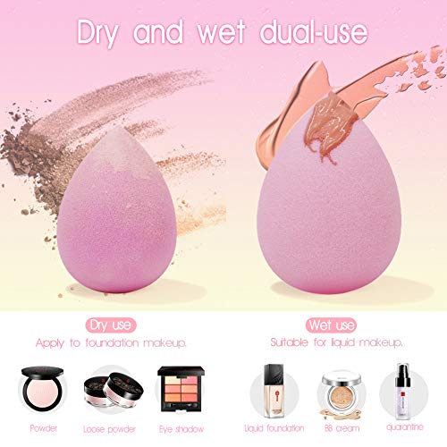 BEAKEY Color-Changing Makeup Sponge Set Blender Beauty Foundation Blending Sponge, Flawless for Liquid, Cream, and Powder, 2 Pcs - Thumbnail 2