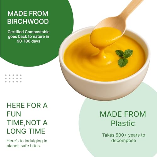 Image of Lazer Accessories Pack of 50 Multipurpose Disposable Wooden Spoons | Eco-Friendly, Natural & Biodegradable Flatware | Ideal for Kids Birthday, Wedding, Party | 140mm Durable & Compostable Cutlery