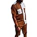 Men's Two-Tone Short Sleeve Button Down Shirt Set, Brown and White Color Block Design with Pockets, Casual Summer Outfit