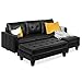 Best Choice Products Tufted Faux Leather 3-Seat L-Shape Sectional Sofa Couch Set w/Chaise Lounge, Ottoman Coffee Table Bench, Black