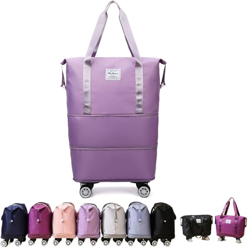 Beente Travel Bag With Wheels,Carry on Duffle Bag with Wheels, 2025 New Large Capacity Travel Bag - Universal Wheel Removable (Violet Blue)