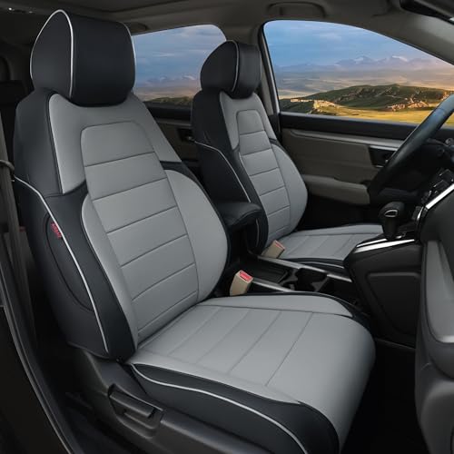 Lolcar CRV Seat Covers Custom Fit for Honda CRV 2017 2018 2019 2020 2021 2022,Leather Car Seat Cover Full Set for Trucks SUV,Waterproof Car Seat Cushion,Faux Leather(Black-Gray)