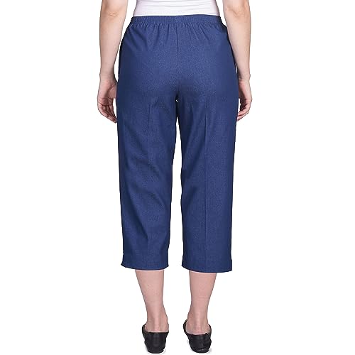 Alfred Dunner Women's All Around Denim Missy Capris Pants-Elastic Waist Jeans2