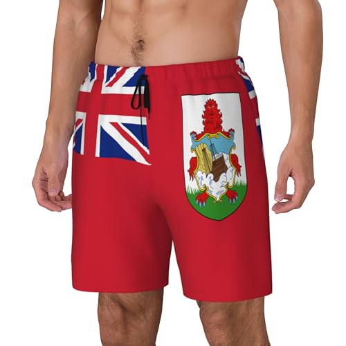 Mens Swim Trunks with Compression Liner Beach Board Shorts Quick Dry Swim Shorts -Flag of Bermuda3