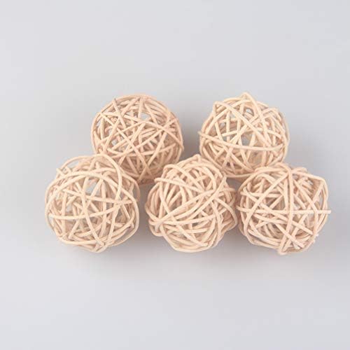 EXCEART 15pcs Rattan Wicker Balls DIY Vase Bowl Filler Ornaments Aroma Dffuser Balls for Wedding Home Hanging Decoration Table Confetti 5cm (Beige Coffee Silver)