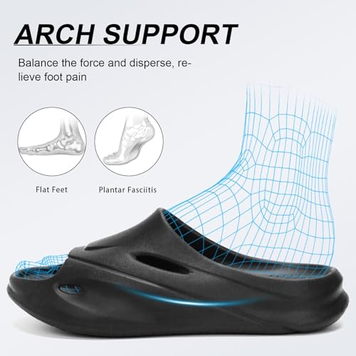 Ranberone Men's Recovery Sandals with Arch Support Orthotic Thick Cushioned & Lightweight Sport Slides Reduces Stress on Feet for Plantar Fasciitis Relief2