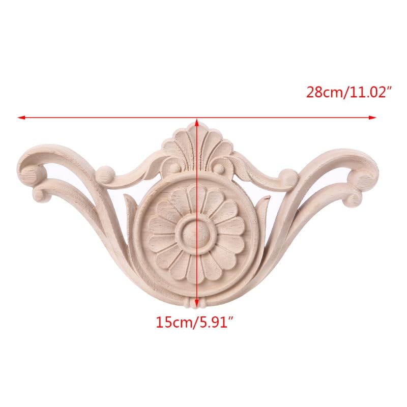 Fregio Legno Mobili Intagliati In Legno Angolo Intagliato Decal Onlay Applique Non Verniciato Modanature In Legno Retrò Legno Intagliato Decal Wood 28X15Cm