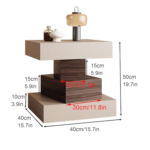 Yajuer Modern Bedside Table, Wood Nightstand with Open Storage, Minimalist 4 Tier End Table, Tall Nightstand for Bedroom Living Room Study Room(White,40 * 40 * 50cm)