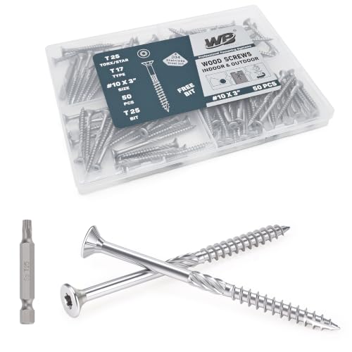 #10x3inch Tornillos para Deck de Acero Inoxidable 50 PCS con Broca Estrella T25 miniatura 1