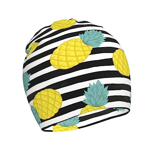 Rqzwdq Tropical Fruit of Pineapple Pattern Kids Beanie Hats Warm Knit Beanie Cap Skull Caps Gifts Decor for Boys Girls White