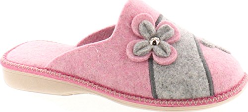 Womens 12217 Natural Wool Flower Cozy House Slippers Made in