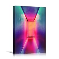 Canvas Wall Art Neon Light Building Abstract Architecture & Maps Building Chic Home Office Photography - 12x18 inches