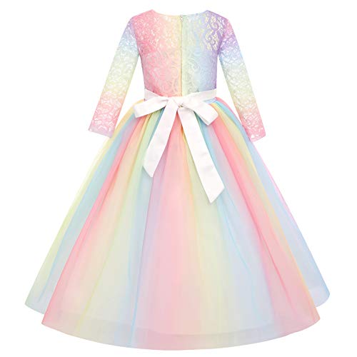 Image of Girls Flower Vintage Floral Lace 3 /4 Sleeves Floor Length Dress Wedding Party Evening Formal Pegeant Dance Gown