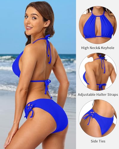 beautyin Women Two Piece Halter Padded Bikini Swimsuits Keyhole Cutout Swimwear3
