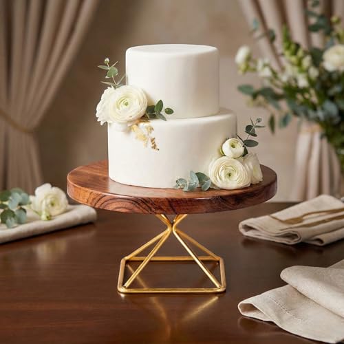 Image of Metscape India Sturdy Metal & Wood Cake Display Stand | Elegant Dessert, Pastry & Cake Presentation | Ideal for Weddings, Parties, Home Decor or Daily Use | Functional & Stylish | Premium Home Accessory