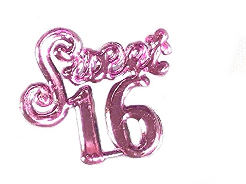 144 pc Sweet 16 Charms Embellishment Number for Capias Favors Acrylic Confetti (Fuchsia)