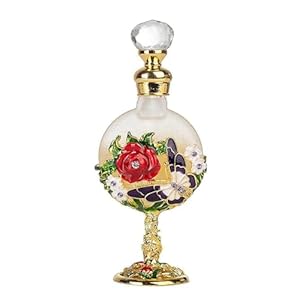 Vintage Flower Perfume Bottles Refillable 15ML Glass Decorative Perfume Bottles Empty Essential Oil Bottle Empty Perfume Container Scent Bottles for Girls Women Travel Ladies