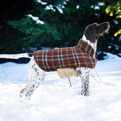 Kuoser Waterproof Dog Coat, Reversible Dog Jacket for Medium Dogs, Adjustable Durable Doggie Winter Coat Warm Puppy Cold Weather Apparel from Small to Large Breed, Brown M - Image 7
