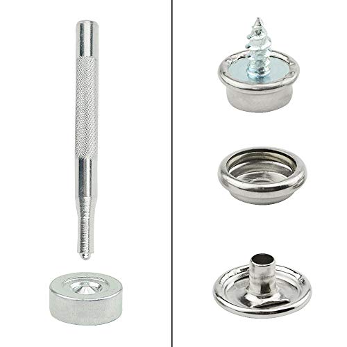 Tovot 60Pcs Canvas Snap Kit Upholstery Boat Cover Snap Buttons Fastener Kit Marine Grade 0.39" Socket Stainless Steel Boat Canvas Snaps With 2 Pcs Setting Tool For Boat Cover Furniture #TOP2